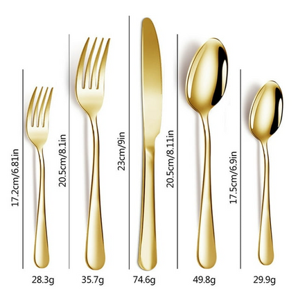 BP14- Golden Silverware Set 20 Pieces Stainless Steel Flatware Set, Kitchen Utensil Set Service for 5, Tableware Cutlery Set for Home & Restaurant, Dishwasher Safe - Likeshoppe 