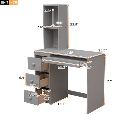 AS4- Twin Size Loft Bed with a Stand-alone Bed;  Storage Staircase;  Desk;  Shelves and Drawers - Likeshoppe 