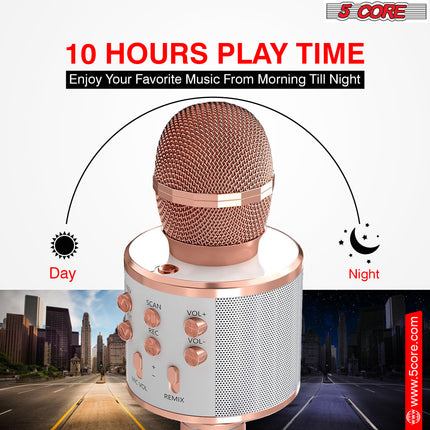 CC22- 5 Core Karaoke Wireless Microphones Bluetooth • w Stereo Mic Speaker • Portable Recording Microfono Inalambrico • SD Card & USB • Gifts Music Toys for Kids and Adults All Age- WM SPK COPPER - Likeshoppe 