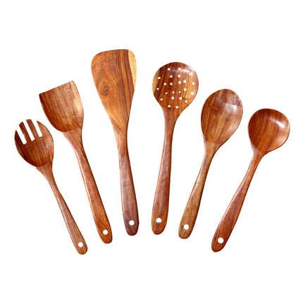 BP19- WILLART Kitchen Utensils Set; Wooden Cooking Utensil Set Non-stick Pan Kitchen Tool Wooden Cooking Spoons and Spatulas Wooden Spoons for cooking salad fork - Likeshoppe 