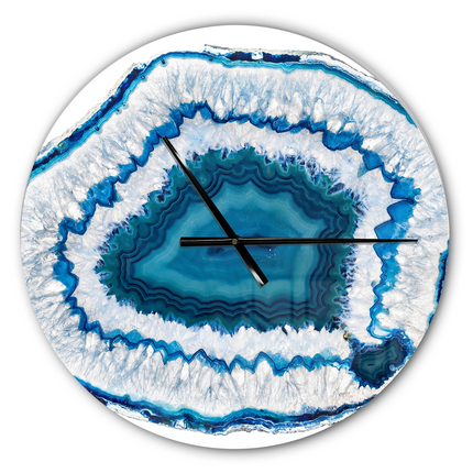 CG15- Designart 'Blue Agate Crystal' Metal Wall Clock (Size: 23" x 23") - Likeshoppe 