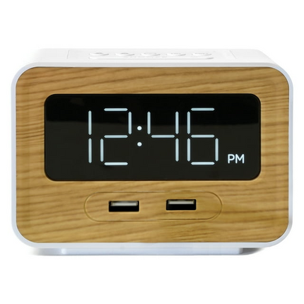 CH9- Lumoday Dual USB Charging Station Digital Alarm Clock, White - Likeshoppe 