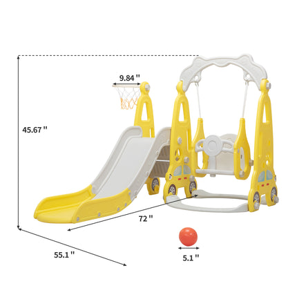 BB16-Three in one slide car model - yellow gray - Likeshoppe 