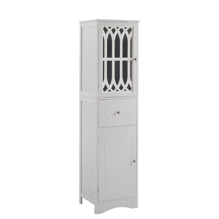 AN2- Tall Bathroom Cabinet;  Freestanding Storage Cabinet with Drawer and Doors;  MDF Board;  Acrylic Door;  Adjustable Shelf - Likeshoppe 