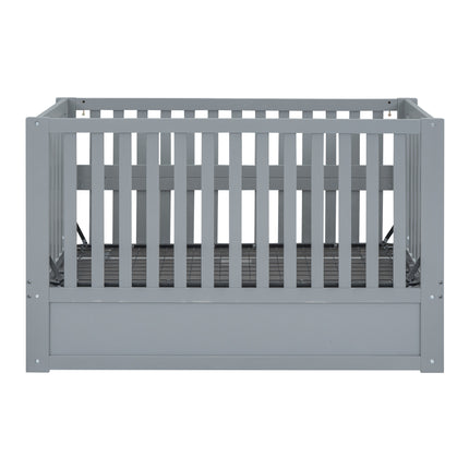 A03- Crib with Drawers and 3 Height Options, Gray - Likeshoppe 