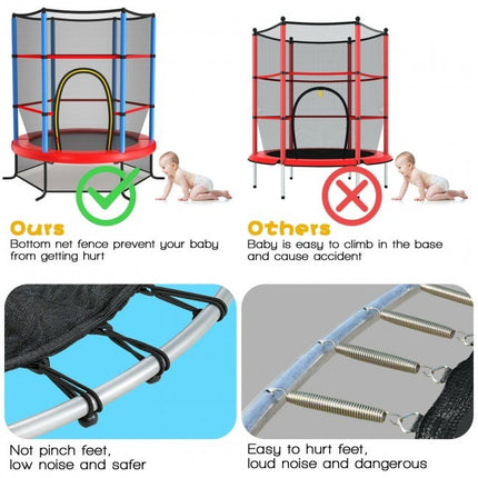 BA49- 55 Inch Kids Recreational Trampoline Bouncing Jumping Mat with Enclosure Net - Likeshoppe 