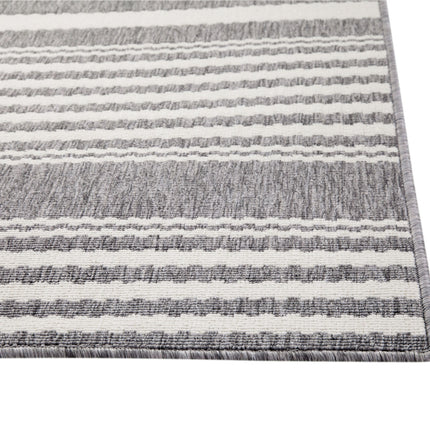 AS3-Hampton White and Gray Polypropylene Indoor/ Outdoor Area Rug 8x10 - Likeshoppe 