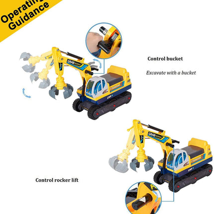 BH26- Outdoor Kids Ride On Excavator Pretend Play Construction Truck w/ Safety Helmet - Likeshoppe 