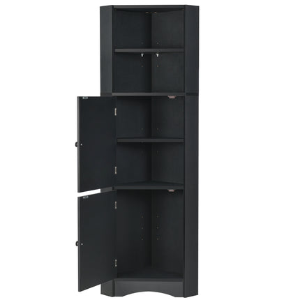 AM3- Tall Bathroom Corner Cabinet;  Freestanding Storage Cabinet with Doors and Adjustable Shelves;  MDF Board - Likeshoppe 