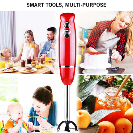 BQ4- 5 Core Handheld Blender, Electric Hand Blender 8-Speed 500W, Immersion Hand Held Blender Stick with Food Grade Stainless Steel Blades for Perfect Smoothies, Puree Baby Food & Soup - HB 1510 BLK/RED - Likeshoppe 