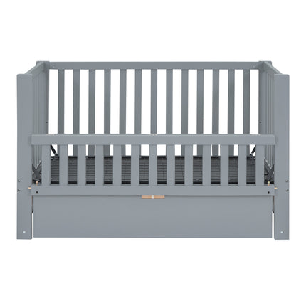 A03- Crib with Drawers and 3 Height Options, Gray - Likeshoppe 