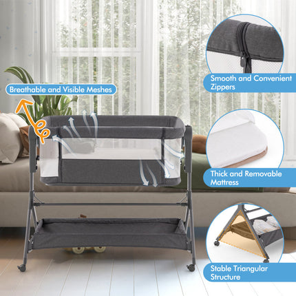 AP1- Height Adjustable Bedside Sleeper with Storage Bag and Soft Mattress for Baby - Likeshoppe 