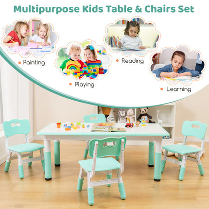 AV3- Kids Table and Chairs Set for 4 with Graffiti Desktop - Likeshoppe 