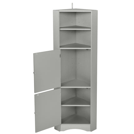 AM3- Tall Bathroom Corner Cabinet;  Freestanding Storage Cabinet with Doors and Adjustable Shelves;  MDF Board - Likeshoppe 