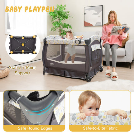 AP2- 4 in 1 Portable Pack and Play Baby Nursery Center with Bassinet - Likeshoppe 