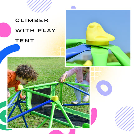 BB14- Kids Climbing Dome Jungle Gym - 6 ft Geometric Playground Dome Climber Play Center with 4.6ft Wave Slide, Rust & UV Resistant Steel Supporting 800 LBS - Likeshoppe 