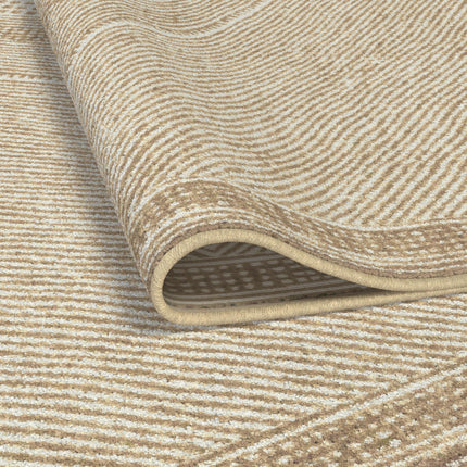 AQ20- Benzara Beige and White Viscose Area Rug 5x8 - Likeshoppe 