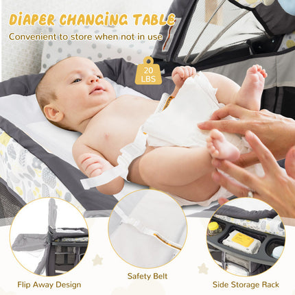 AP2- 4 in 1 Portable Pack and Play Baby Nursery Center with Bassinet - Likeshoppe 