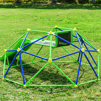 BB14- Kids Climbing Dome Jungle Gym - 6 ft Geometric Playground Dome Climber Play Center with 4.6ft Wave Slide, Rust & UV Resistant Steel Supporting 800 LBS - Likeshoppe 