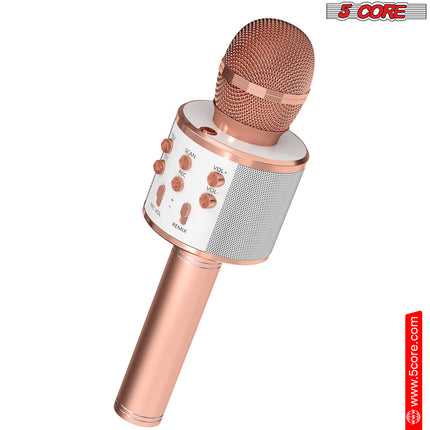 CC22- 5 Core Karaoke Wireless Microphones Bluetooth • w Stereo Mic Speaker • Portable Recording Microfono Inalambrico • SD Card & USB • Gifts Music Toys for Kids and Adults All Age- WM SPK COPPER - Likeshoppe 