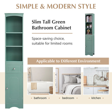 AN3- Tall Bathroom Cabinet;  Freestanding Storage Cabinet with Drawer;  MDF Board;  Adjustable Shelf - Likeshoppe 