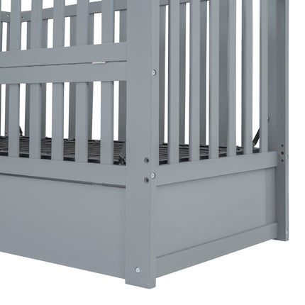 A03- Crib with Drawers and 3 Height Options, Gray - Likeshoppe 