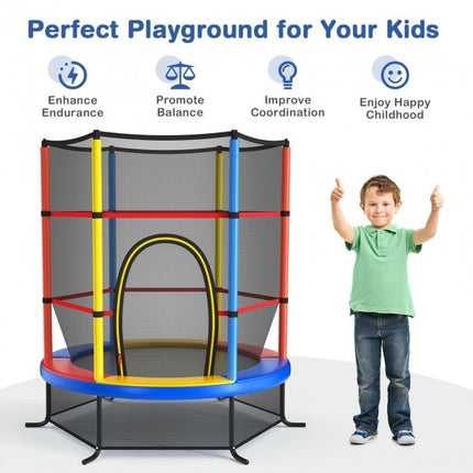 BA49- 55 Inch Kids Recreational Trampoline Bouncing Jumping Mat with Enclosure Net - Likeshoppe 