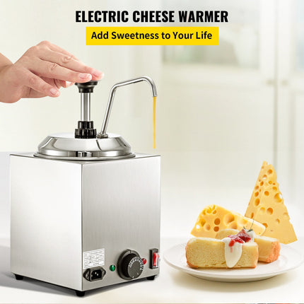 BS9- Cheese Dispenser with Pump, 2.6Qt Capacity Nacho Cheese Warmer with Pump, 650W Hot Fudge Warmer, Stainless Steel Hot Cheese Dispenser for Hot Fudge Cheese Caramel - Likeshoppe 