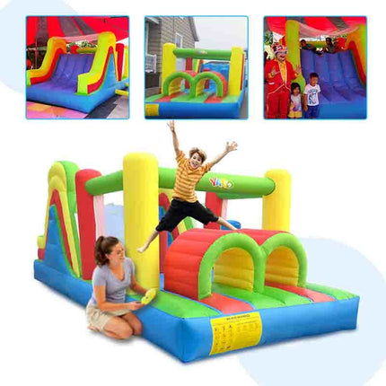 BC16- YARD Rainbow Inflatable Obstacle Course Bounce House with Blower - Likeshoppe 