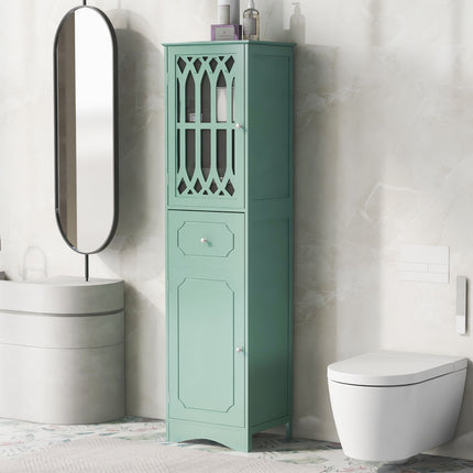 AN2- Tall Bathroom Cabinet;  Freestanding Storage Cabinet with Drawer and Doors;  MDF Board;  Acrylic Door;  Adjustable Shelf - Likeshoppe 