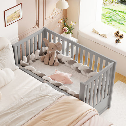 A03- Crib with Drawers and 3 Height Options, Gray - Likeshoppe 