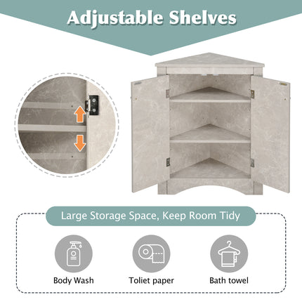 AM4- Triangle Bathroom Storage Cabinet with Adjustable Shelves;  Freestanding Floor Cabinet for Home Kitchen