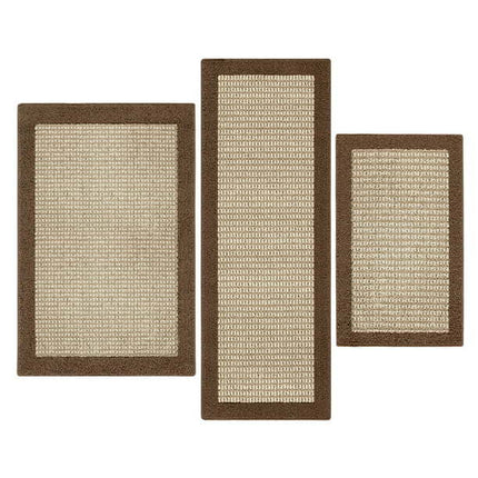 AR3- Machine Washable Faux Sisal Gray Indoor Accent Rug Set, 3-Piece Set - Likeshoppe 