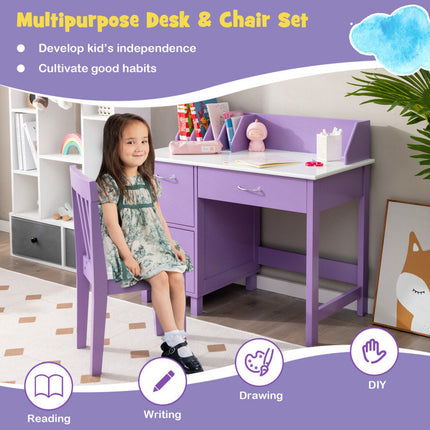 AV1- Kids Wooden Writing Furniture Set with Drawer and Storage Cabinet - Likeshoppe 