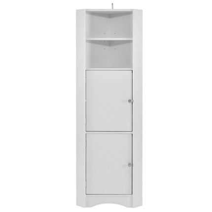 AM3- Tall Bathroom Corner Cabinet;  Freestanding Storage Cabinet with Doors and Adjustable Shelves;  MDF Board - Likeshoppe 