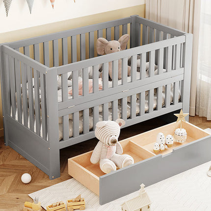 A03- Crib with Drawers and 3 Height Options, Gray - Likeshoppe 