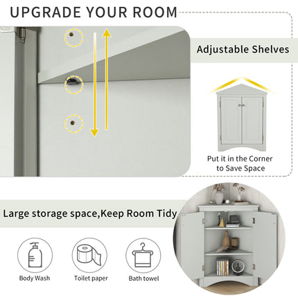 AM4- Triangle Bathroom Storage Cabinet with Adjustable Shelves;  Freestanding Floor Cabinet for Home Kitchen