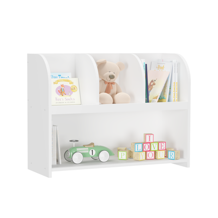 AT10- Kids Bookcase with 4 Compartments, Storage Book Shelf, Storage Display, Rack,Toy Organizer for Children's Room, Playroom, Nursery - Likeshoppe 