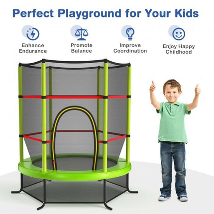 BA49- 55 Inch Kids Recreational Trampoline Bouncing Jumping Mat with Enclosure Net - Likeshoppe 