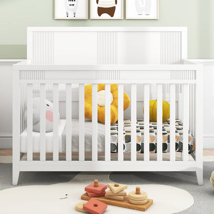 AO4-Certified Baby Safe Crib, Pine Solid Wood, Non-Toxic Finish, Snow White - Likeshoppe 