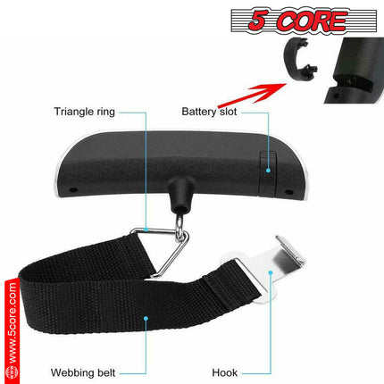 BR1- 5 Core Digital Luggage Scale Travel Weight Scales Portable for Packages Bag Suitcases TSA Approved 400 lbs Capacity Bascula De Peso kg Y Libras w Hook - LSS-004 - Likeshoppe 