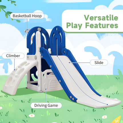 BB20- Toddler Climber and Slide Set 4 in 1; Kids Playground Climber Freestanding Slide Playset with Basketball Hoop Play Combination for Babies Indoor & Outdoor - Likeshoppe 