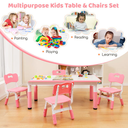 AV3- Kids Table and Chairs Set for 4 with Graffiti Desktop - Likeshoppe 