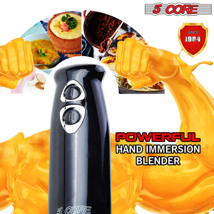 BQ4- 5 Core Handheld Blender, Electric Hand Blender 8-Speed 500W, Immersion Hand Held Blender Stick with Food Grade Stainless Steel Blades for Perfect Smoothies, Puree Baby Food & Soup - HB 1510 BLK/RED - Likeshoppe 