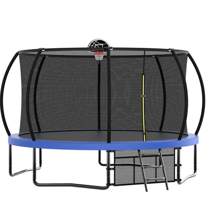 BA36- 14FT Recreational Kids Trampoline with Safety Enclosure Net & Ladder, Outdoor Recreational Trampolines - Likeshoppe 