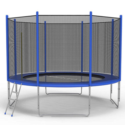 BA52- 12 FT Trampoline For Kids And Family Outdoor Trampoline With Safety Enclosure Net, Ladder And Spring Cover - Backyard Bounce Jump Have Fun - Likeshoppe 