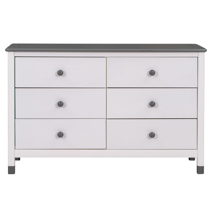 AU9- Wooden Storage Dresser with 6 Drawers,Storage Cabinet for kids Bedroom,White+Gray - Likeshoppe 