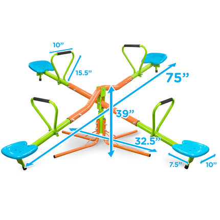 BD3- XSS004 outdoor playground four seats seesaw for kids 360 degree rotating sturdy plastic seat seesaw for kids seesaw blue and green for kids age 3+ - Likeshoppe 