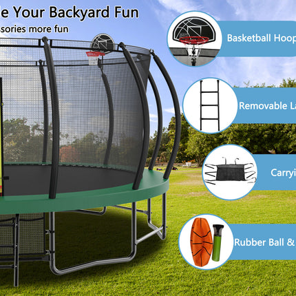 BA34- 15FT Trampoline with Basketball Hoop - Recreational Trampolines with Ladder ,Shoe Bag and Galvanized Anti-Rust Coating - Likeshoppe 