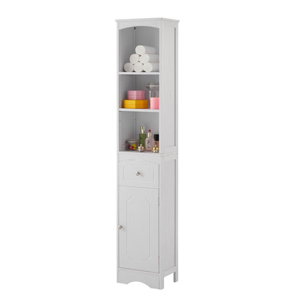 AN3- Tall Bathroom Cabinet;  Freestanding Storage Cabinet with Drawer;  MDF Board;  Adjustable Shelf - Likeshoppe 